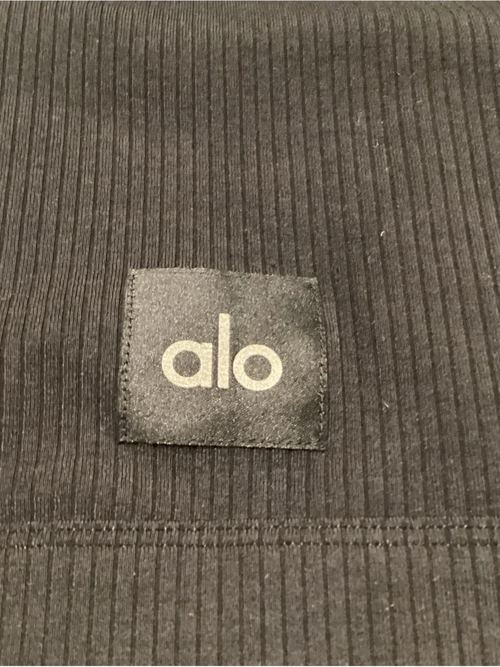 ALO Yoga Black Ribbed Scoop Neck Button-Front Crop Top